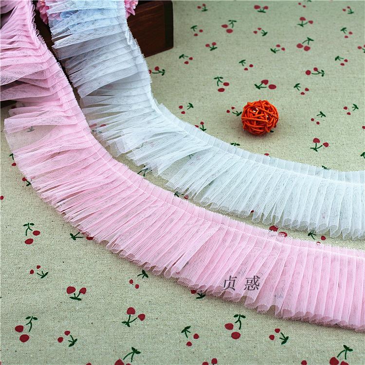 6厘米网布百褶雪纺蕾丝花边 diy衣服袖口 裙摆  娃娃服装辅料