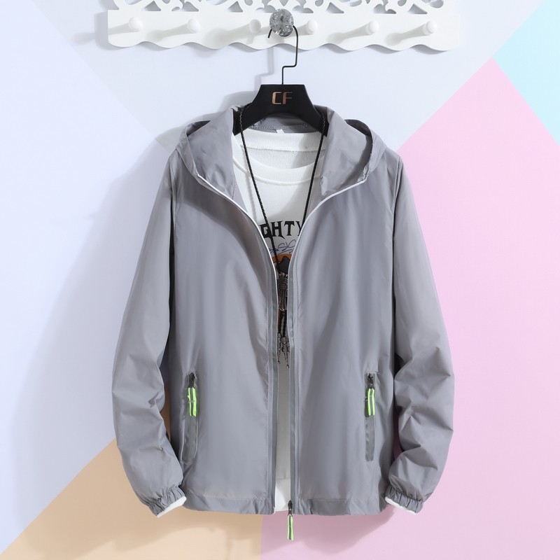 新款反光拉链防晒衣服男士大码韩版夹克情侣户外皮肤衣可定制logo
