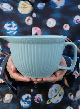 美国订单陶瓷釉下彩竖琴纹大号打蛋碗合面打奶油引流料理盆果盘