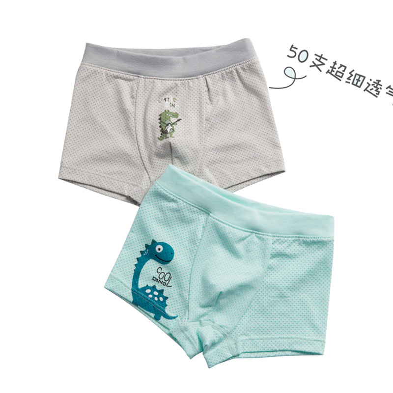 夏新款盛特士儿童男宝宝卡通小恐龙盒装纯棉平角透气网孔内裤