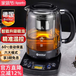 德国电茶炉煮茶器蒸汽升降养生壶家用小型一体式黑茶专用玻璃茶壶