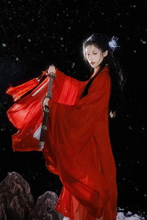 汉服女魏晋南北朝红色武侠风古装交领齐腰广袖流仙裙2025春季新款