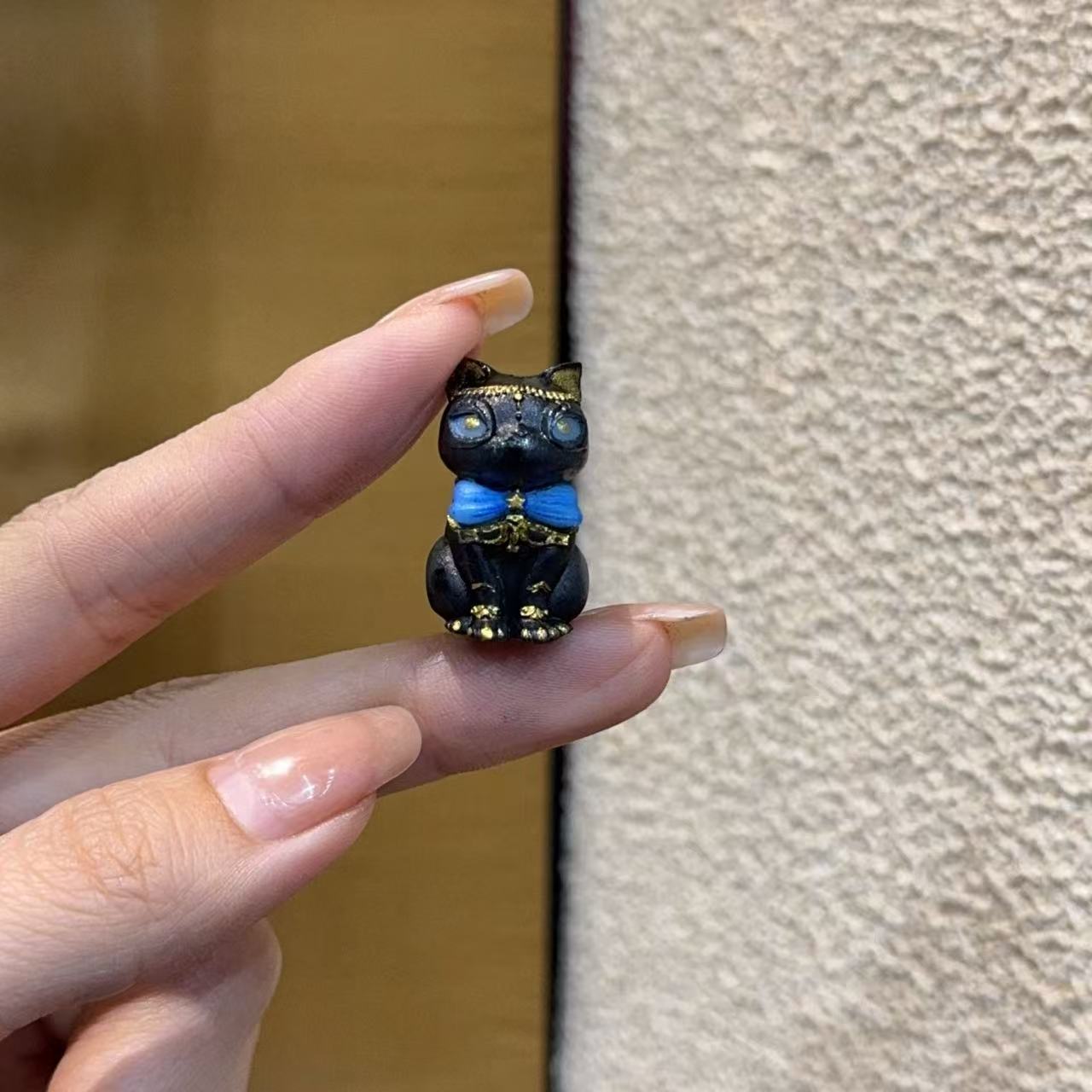 象牙果鹿角根付黑猫SH