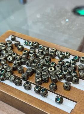 古铜色纯铜镶钻方糖绿色、宝蓝、紫色，7毫米SH