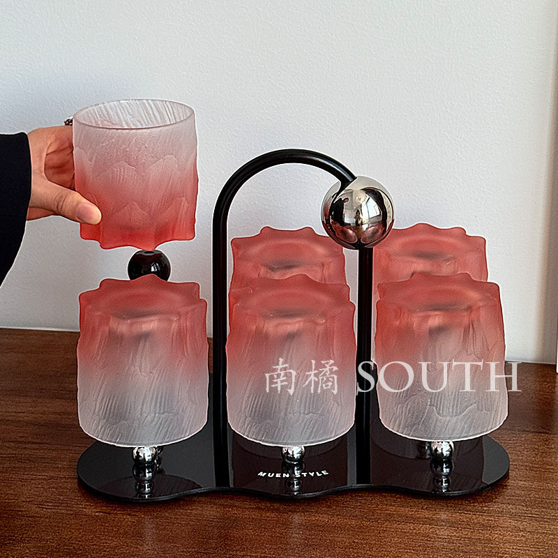 高级感磨砂粉玄冰纹家用客厅待客喝水杯子家庭杯具套装茶杯果汁杯,餐饮具,玻璃杯,淘宝优惠券,粉丝福利购,淘宝优惠卷