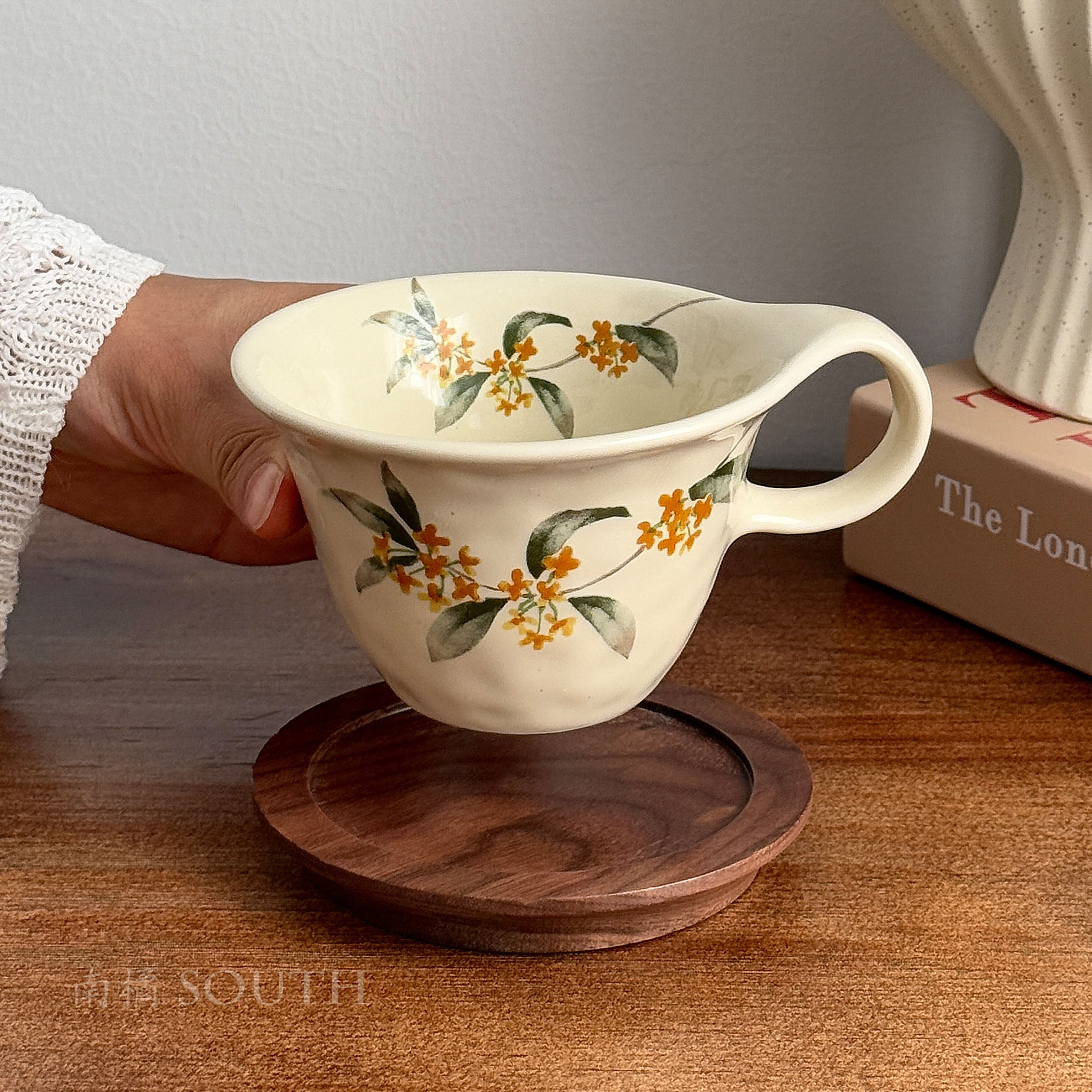 复古秋日金桂花咖啡杯陶瓷杯马克杯日式拉花拿铁杯子小众创意礼物,餐饮具,马克杯,淘宝优惠券,粉丝福利购,淘宝优惠卷