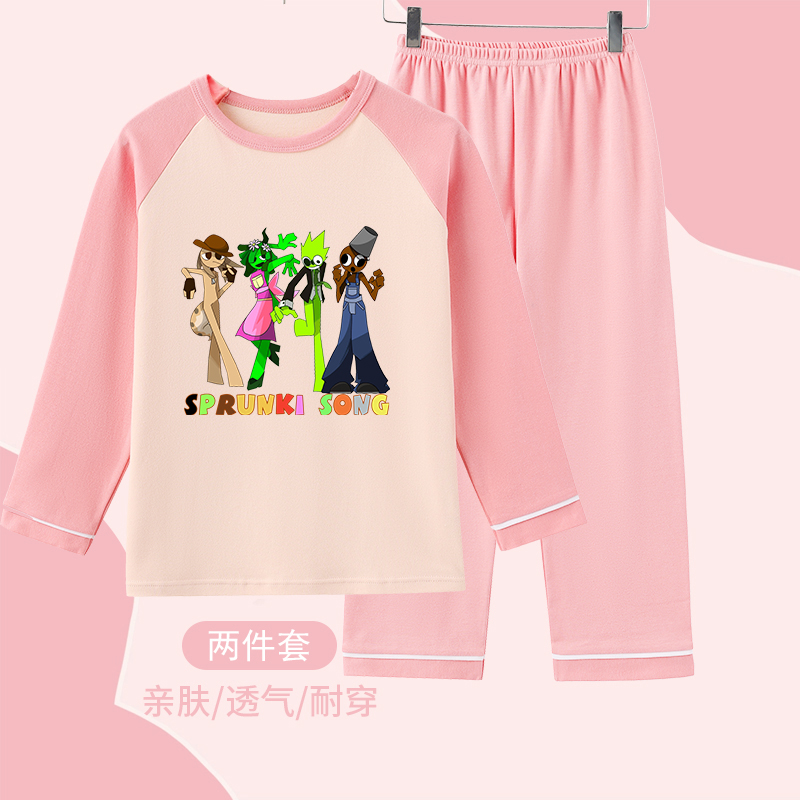 Sprunki节奏盒子周边衣服家居公主女孩儿童睡衣套装2024新款秋冬