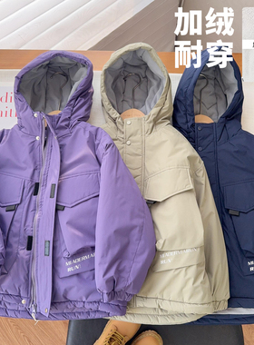 【寒冬狠厚冲锋衣】中大童加绒夹棉冲锋衣棉服男女童厚棉袄25725