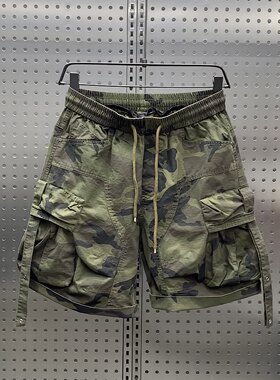 夏季新款美式工装迷彩短裤男直筒五分裤潮牌宽松水洗休闲百搭中裤