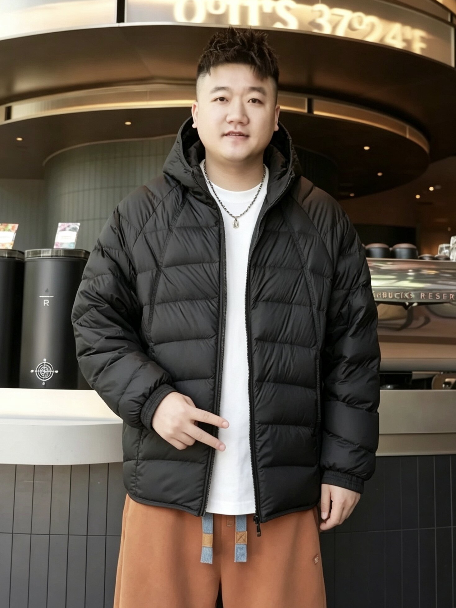 90绒连帽排骨羽绒服男冬季新款抗寒保暖鸭绒外套潮牌防风羽绒夹克