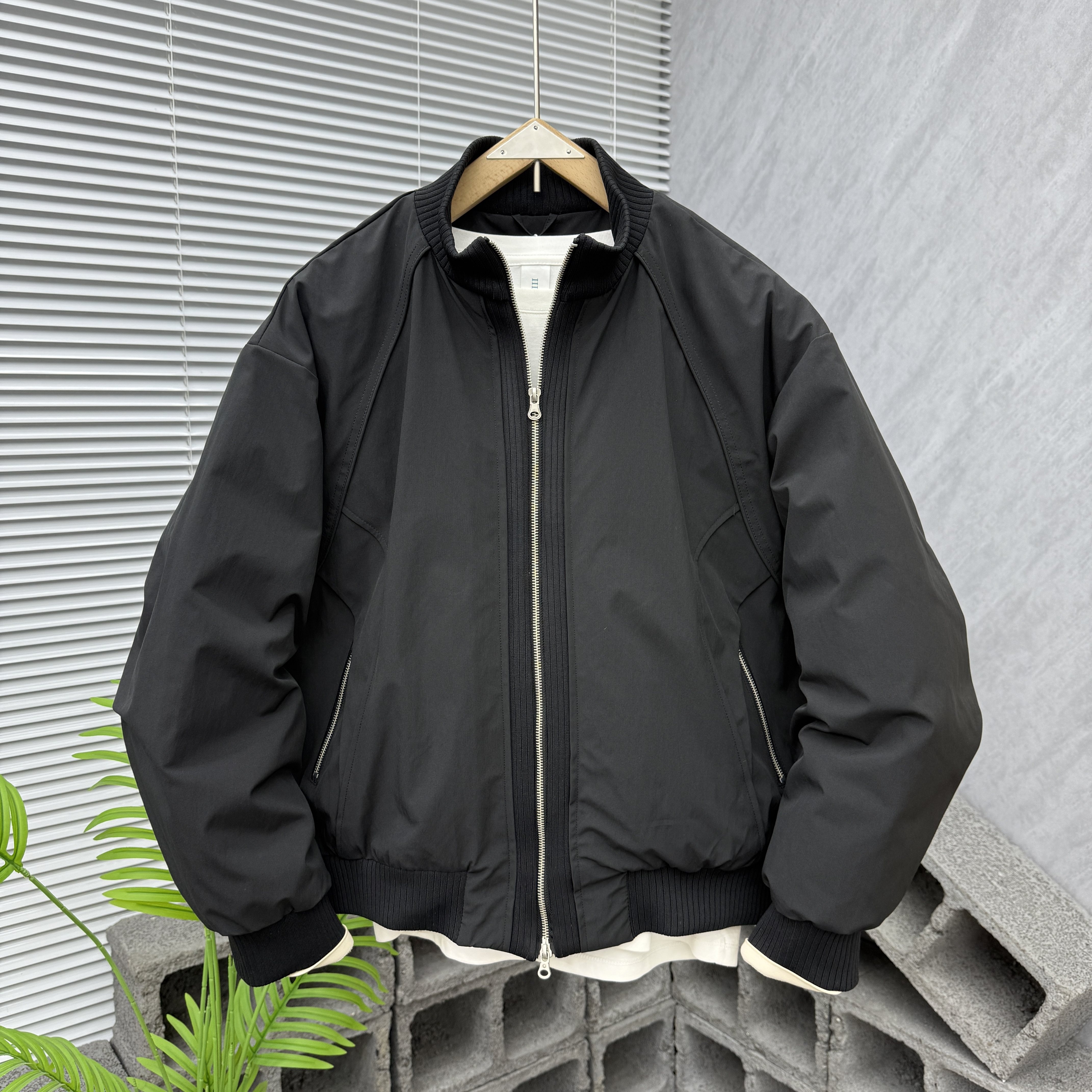 冬季新款针织拼接立领羽绒服男潮牌时尚百搭短款白鸭绒外套夹克男