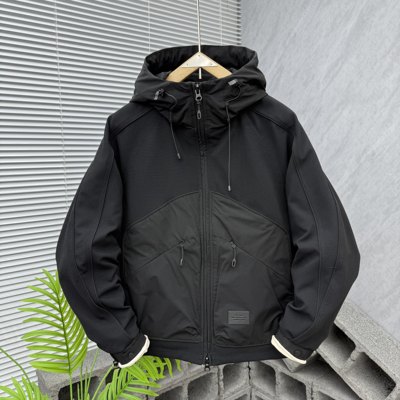 棉衣男冬季新款针织拼接男士连帽棉服外套潮牌百搭防寒服休闲棉袄