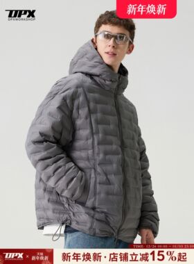 DPX90白鸭绒连帽排骨羽绒服男冬季美式宽松轻薄保暖男装上衣外套