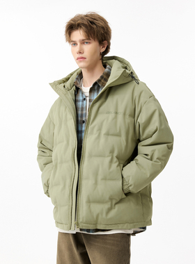 DPX潮牌冬季防风连帽羽绒服男大码90绒印花保暖加厚防钻绒外套潮