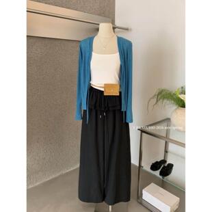 伊嘉 三件套套装 飘带针织开衫 花边屁帘休闲裤 女 吊带背心 Y.JIA