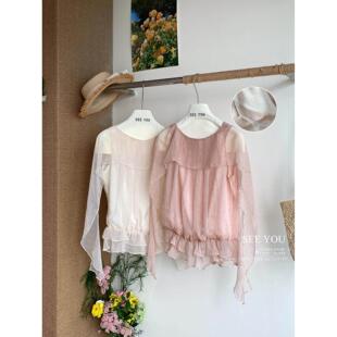 SEE 2026十三行夏季 天丝荷叶边飘带氛围感显瘦温柔风上衣小衫 YOU