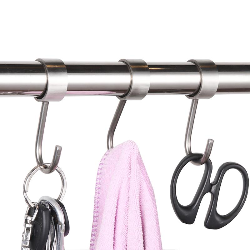 不锈钢穿管钩晾衣杆防风钩套合金管钩活动钩厨房圆管吊钩挂钩S钩