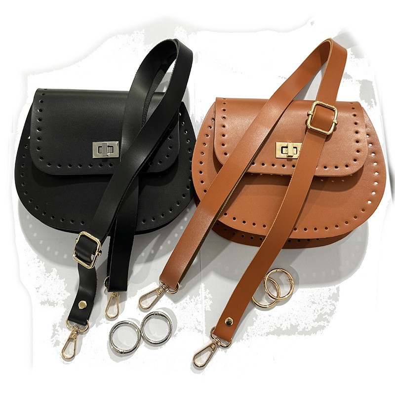 马鞍包皮革配件手工制作包身带钩织绳孔DIY月牙包创意编织包材料