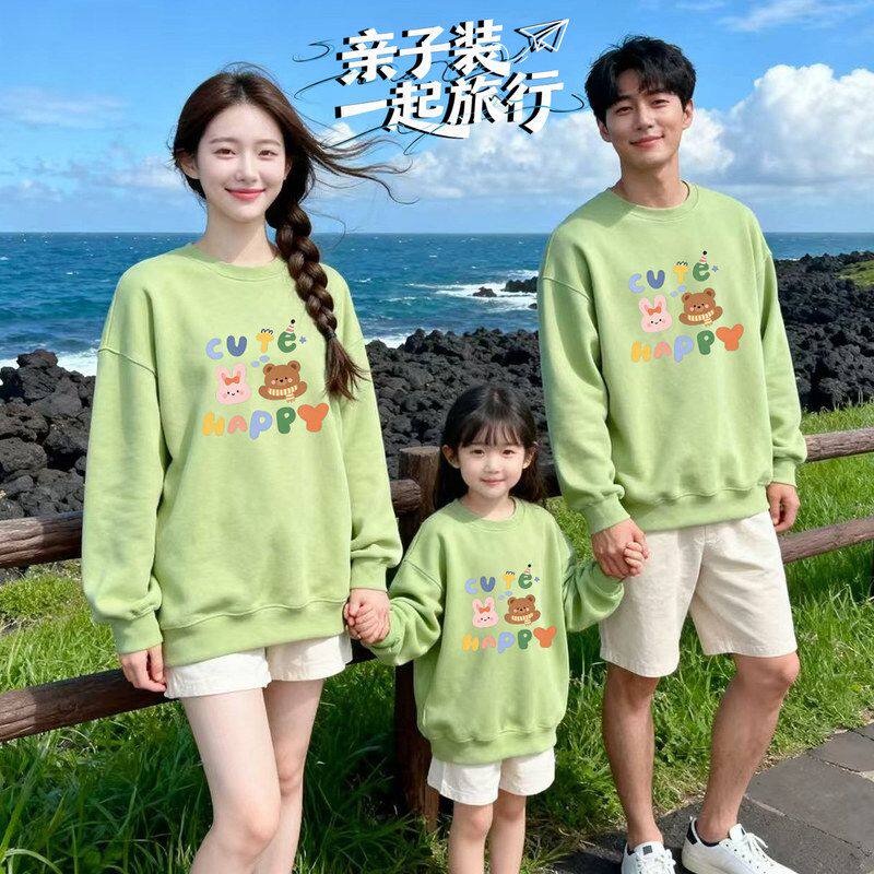 不一样的母女母子亲子装卫衣圆领秋季季新款卡通印花儿童打底衫潮
