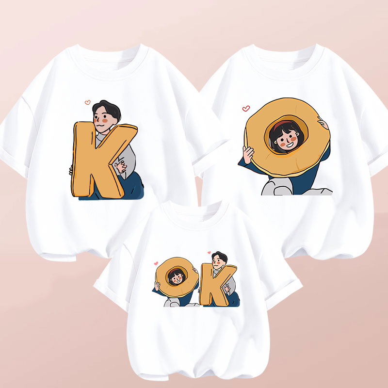 网红炸街亲子装一家三口夏装2024新款潮母子母女洋气纯棉短袖t恤