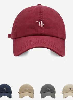 韩版INS潮街头字母RH刺绣棒球帽百搭鸭舌帽子显脸小情侣简约百搭
