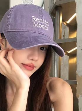 韩系潮简约百搭字母刺绣软顶棒球帽子女春夏大头围显脸小鸭舌帽男