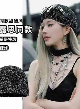 包头帽亮闪片许妍同款显脸小时尚