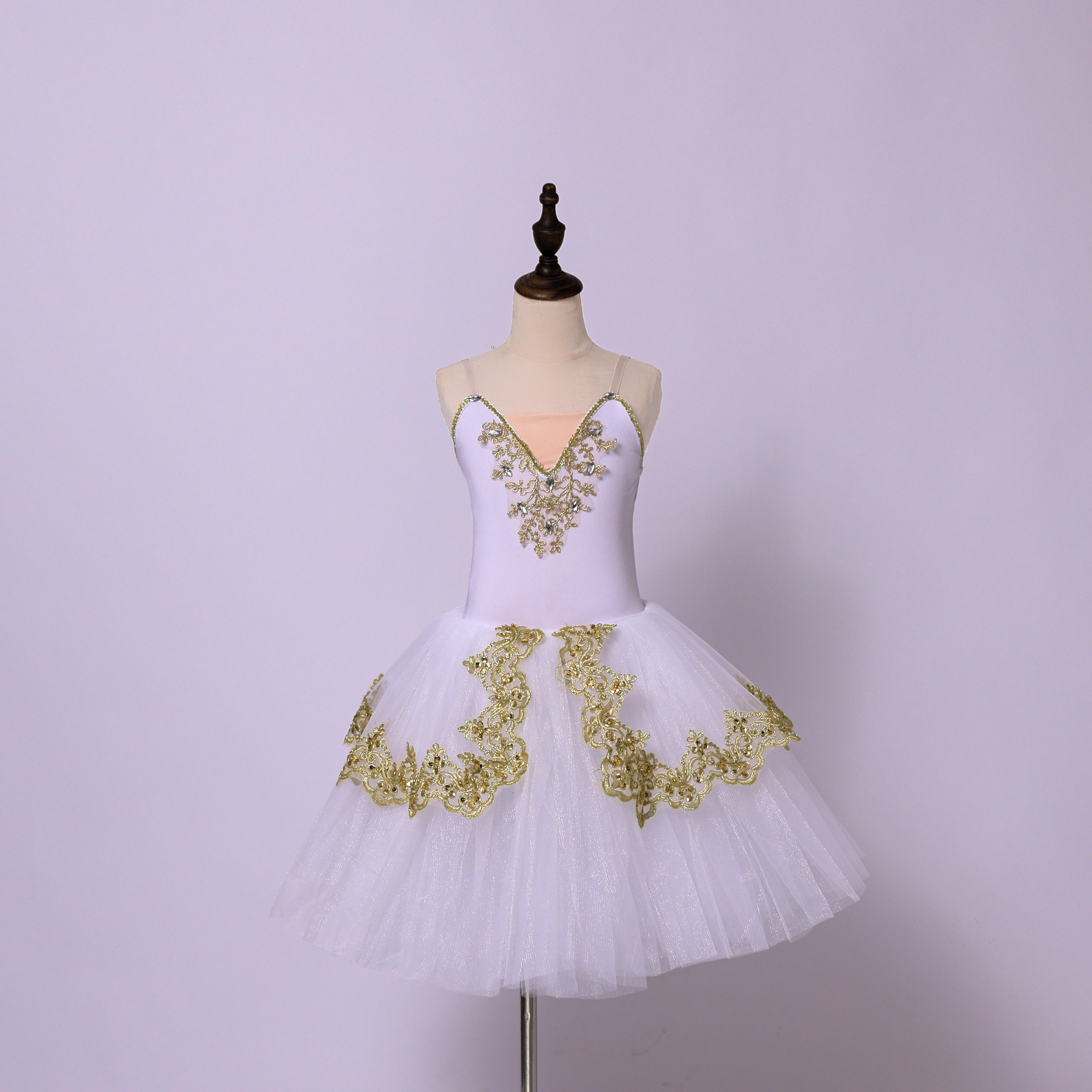 儿童比赛专业舞蹈裙芭蕾tutu裙白色表演服蓬蓬纱裙演出服