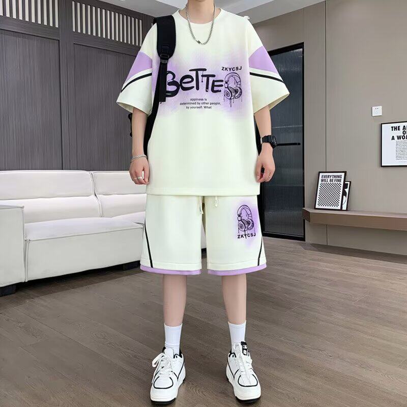 夏季男生短袖短裤休闲套装