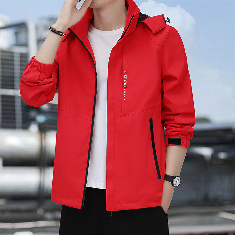 冲锋衣男连帽宽松户外夹克