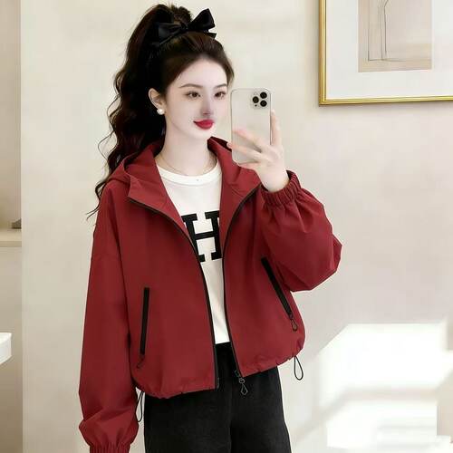 春季韩版连帽小个子短外套女