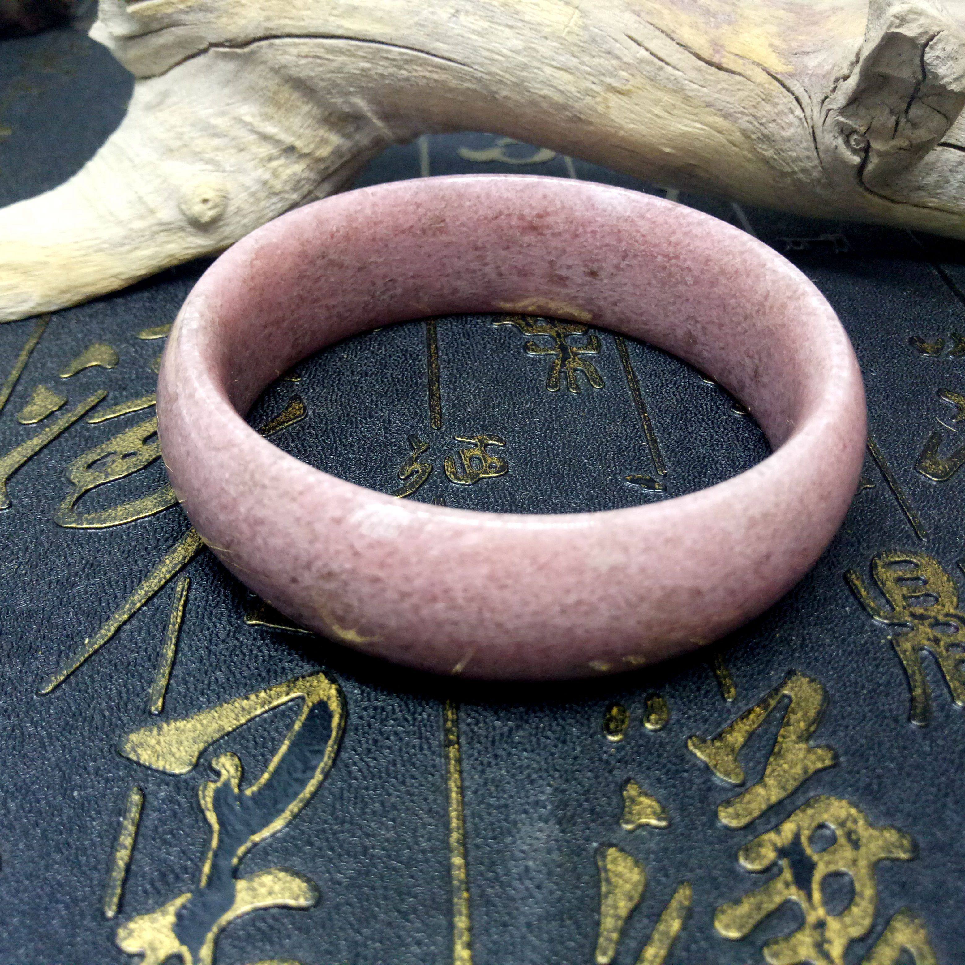 天然和田玉桃花玉手镯 招桃花粉色手镯 芙蓉玉樱花粉气质手镯