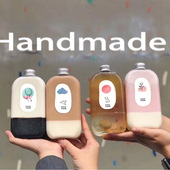 麦吉奶茶瓶machi一次性PET网红果汁饮料油柑扁方同款 周杰伦奶茶杯