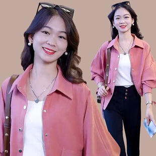 LULU同款外套女2026春秋装新款级感宽松衬衣气质蝙蝠袖开衫上衣潮