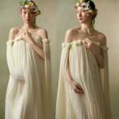 氛围感室内孕妈咪大肚照写真摄影在家拍 法式 影楼新款 孕妇拍照服装