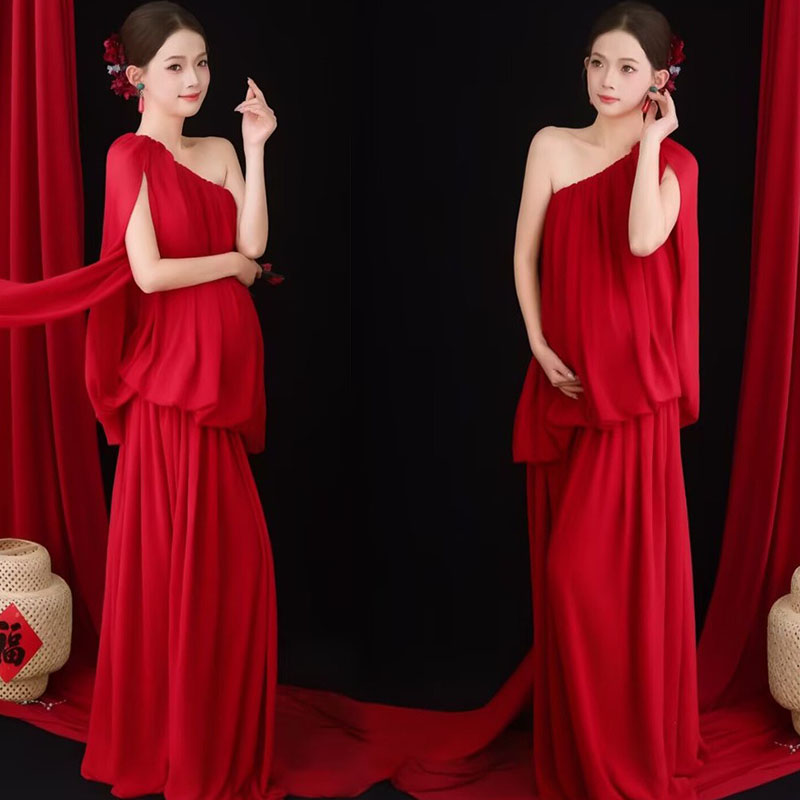 新款影楼孕妇红色中式婚礼影楼服