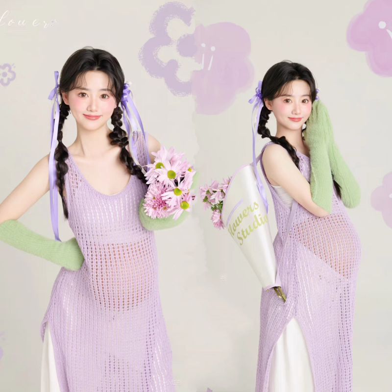 新款孕妇照服装影楼早春韩系小清新唯美孕妈大肚艺术照衣服在家拍