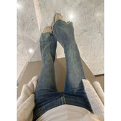 微喇叭牛仔裤 女小个子港味复古弹力流苏设计感提臀显瘦鱼尾拖地裤