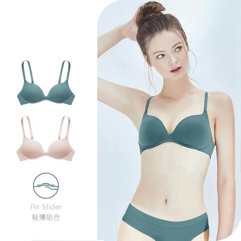 日系吉野少女内衣聚拢无钢圈透气薄款上托 托无痕光面运动胸罩透