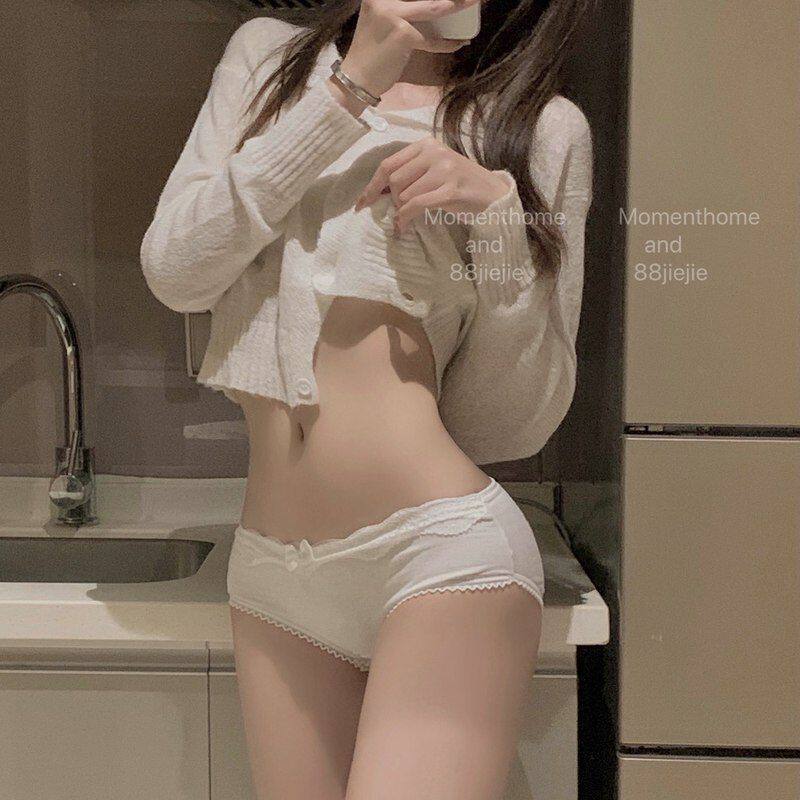 偷心萝莉 日系可爱少女蝴蝶结低腰内裤蕾丝边纯棉三角裤内裤女士