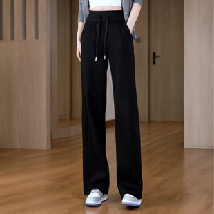 2025秋冬新款女裤休闲黑色高腰阔腿裤宽松直筒显瘦慵懒松弛感裤子
