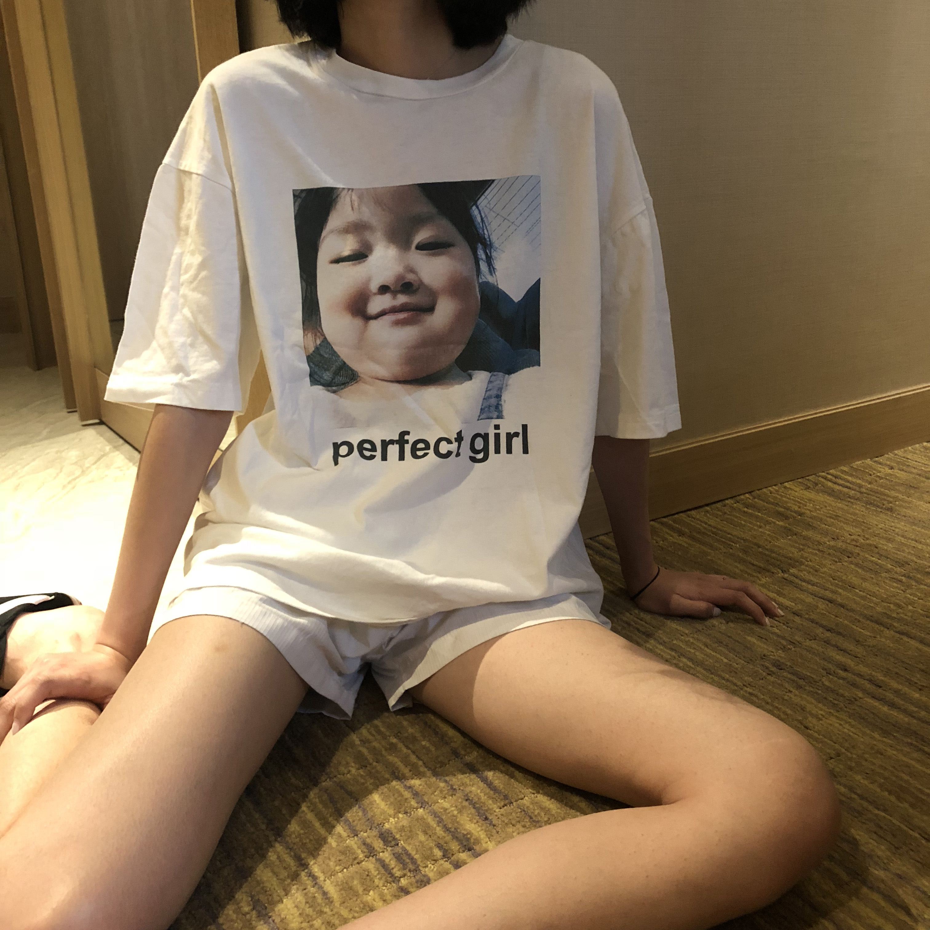 欧美夏季原宿bf风百搭圆领宽松权律二印花短袖T恤男女情侣
