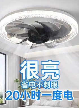 新款风扇灯一体led水晶风扇灯E27螺口超大风遥控节能家用客厅卧室