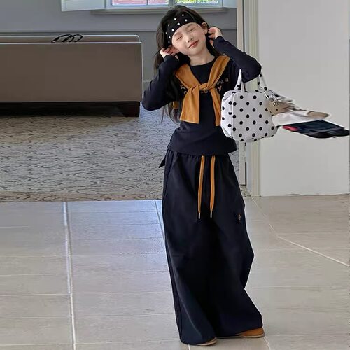 甜酷风女童2026春秋披肩三件套四季休闲套装洋气显瘦韩系工装风
