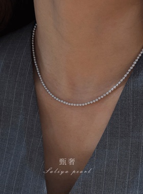 《隐月》3-4mm灰色天然淡水小珍珠项链锁骨链叠戴神器媲美真多麻