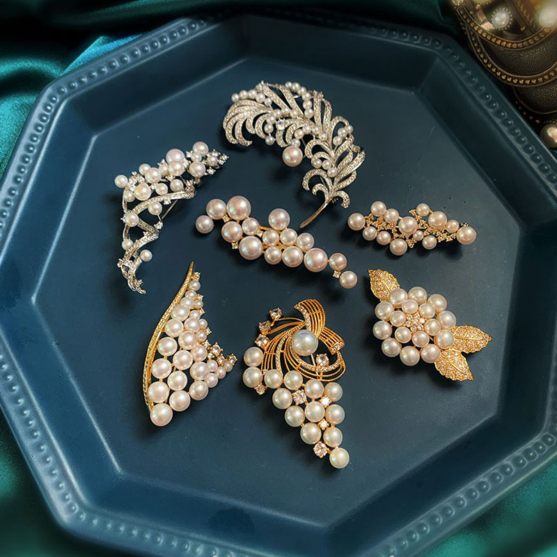 甄奢奢华气质中古天然珍珠胸针