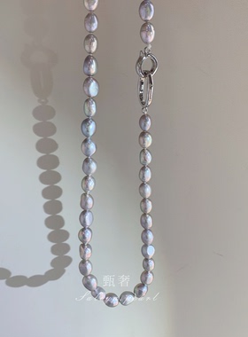 《格调》小众8-9mm银灰色巴洛克异形淡水珍珠项链锁骨链文艺风女