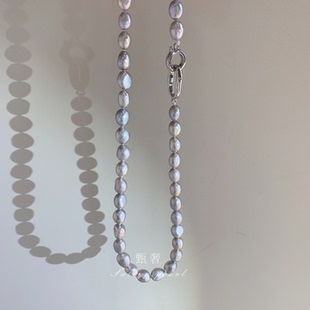 9mm银灰色巴洛克异形淡水珍珠项链锁骨链文艺风女 小众8 格调