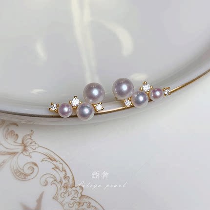 《摩羯》精工纯银正圆强光淡水AK珍珠耳钉简约通勤百搭耳饰新款女