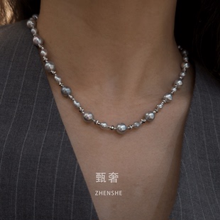 天然巴洛克海水真多麻锁骨项链925纯银 原创设计款 星河之舞